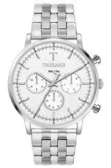 Relógio masculino Trussardi T-Gentleman prata mostrador de aço inoxidável de quartzo R2453135005