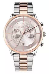 Relógio masculino Trussardi T-World cronógrafo rosa mostrador de dois tons de aço inoxidável quartzo R2473616002