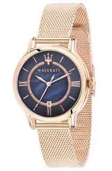 Maserati Epoca mostrador preto rosa tom ouro em aço inoxidável quartzo R8853118513 100M relógio feminino