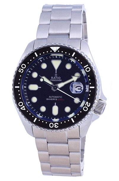 Ratio FreeDiver Black Dial Sapphire Crystal Stainless Steel Automatic RTB200 200M Men's Watch