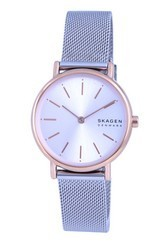 Relógio feminino Skagen Signatur malha de aço inoxidável mostrador prata quartzo SKW2997