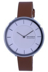 Relógio feminino Skagen Gitte couro com mostrador branco quartzo SKW3015