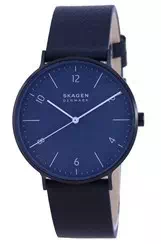 Skagen Aaren Naturals Blue Dial Leather Strap Quartz SKW6727 Men\'s Watch