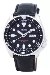 Seiko Automatic Diver\'s Black Leather SKX007J1-var-LS6 200M Men\'s Watch