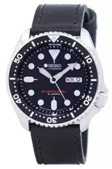 Seiko Automatic Diver\'s Black Leather SKX007J1-var-LS8 200M Men\'s Watch