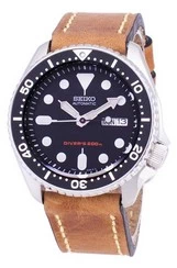 Seiko Automatic SKX007K1-var-LS17 Diver\'s 200M Brown Leather Strap Men\'s Watch
