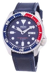 Seiko Automatic SKX009J1-var-LS13 Diver\'s 200M Dark Blue Leather Strap Men\'s Watch