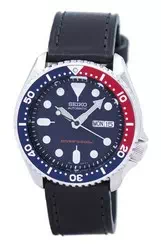 Seiko Automatic Diver\'s Black Leather SKX009K1-var-LS8 200M Men\'s Watch