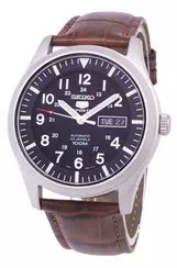Seiko 5 Sports Automatic Brown Leather SNZG15K1-var-LS7 100M Men\'s Watch