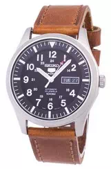 Seiko 5 Sports Automatic Brown Leather SNZG15K1-var-LS9 100M Men\'s Watch