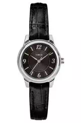 Relógio feminino Timex Croco com mostrador preto e pulseira de couro quartzo TW2R86300