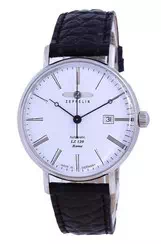 Zeppelin LZ120 Rome White Dial Leather Automatic 7154-4 71544 Men\'s Watch