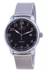 Zeppelin LZ127 Graf Black Dial Stainless Steel Automatic 7656M-2 7656M2 Men\'s Watch