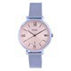 Relógio feminino de malha de aço inoxidável jacqueline fóssil rosa mostrador quartzo ES5089